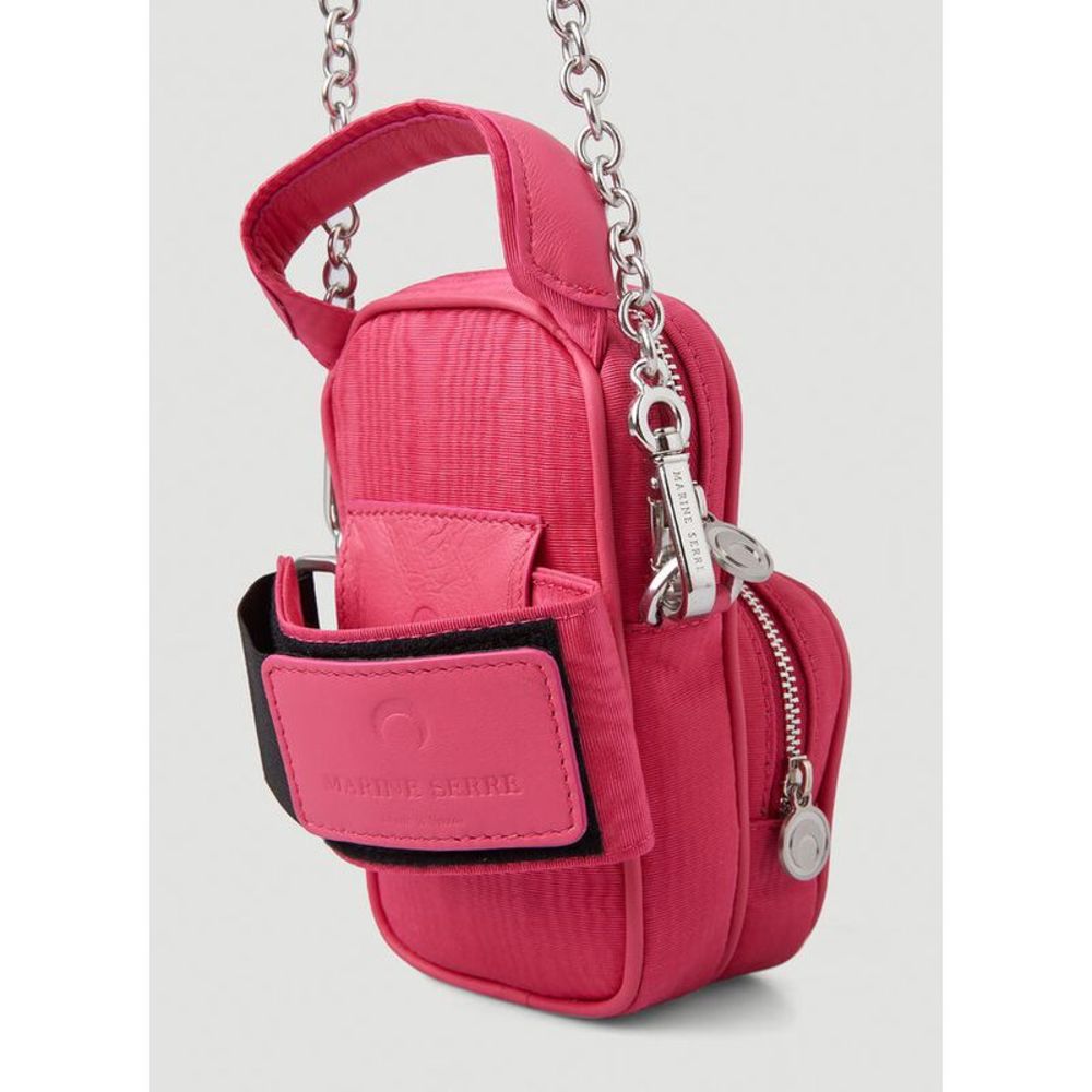 MARINE SERRE Parpaing Moire Shoulder Bag in Pink - Picture 6 of 7